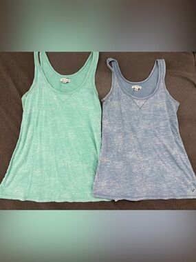 Lot Of 2 American Eagle Outfitters Women Marled Tank Top Aqua Blue Xsmall Small